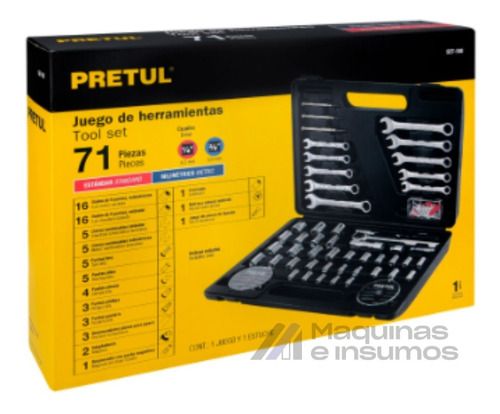 Máquinas e Insumos  Juego Kit Set Tubos Llaves 71 Piezas C/maletín Pretul  22980